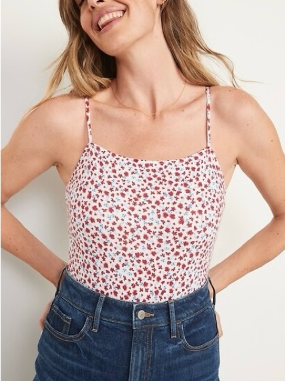 Old Navy Floral Americana Spaghetti Strap Bodysuit - Size XXL